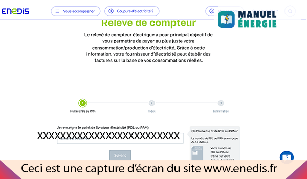 Transmettre relevé compteur enedis