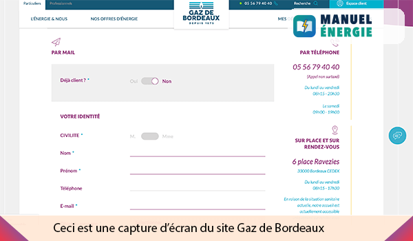 Contacter le service client Gaz de bordeaux par e-mail