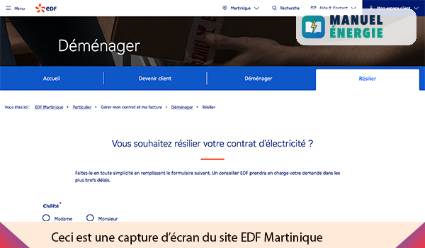 comment resilier contrat edf martinique