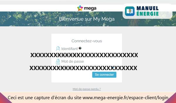 Se connecter à l'espace client Mega energie 