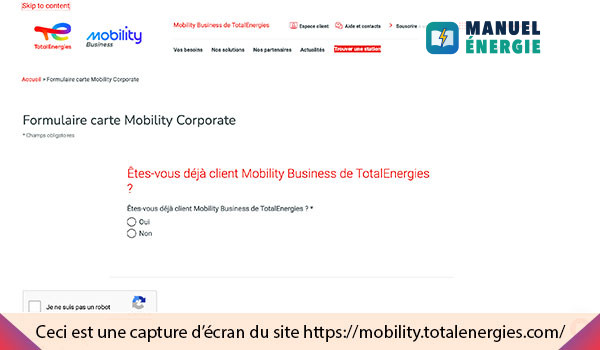 Demander la carte carburant Total en ligne