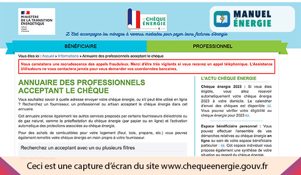 Trouver une enseigne qui accepte chèque énergie 