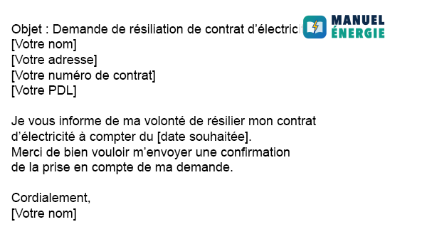 Demande de résiliation de contrat d’électricité