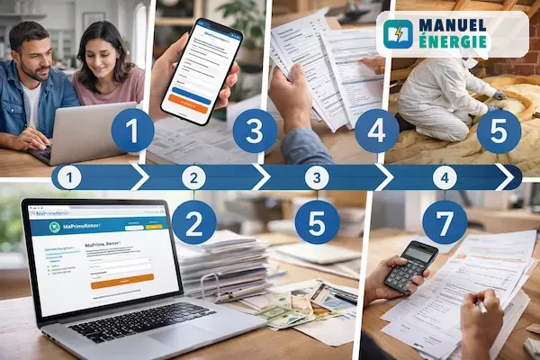 Demande MaPrimeRénov 2026 en ligne avec étapes administratives et dépôt du dossier