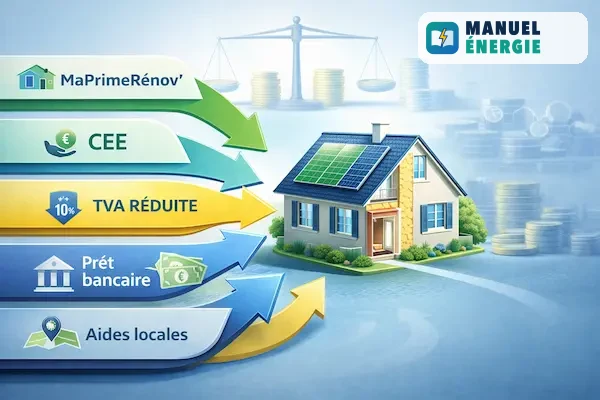 Cumul des aides à la rénovation énergétique avec dispositifs financiers convergeant vers une maison et équilibre budgétaire