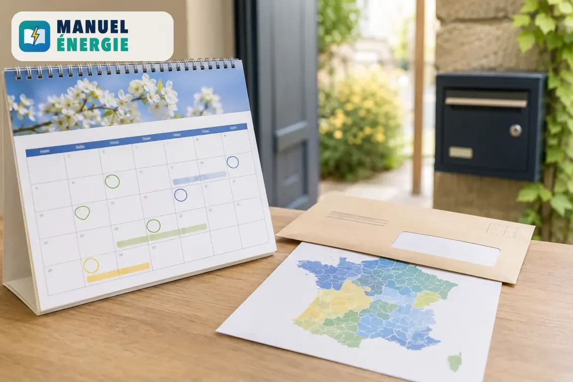 Calendrier d’envoi du chèque énergie par département en avril 2026