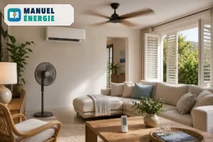Comparatif entre clim réversible, ventilateur et brasseur d’air dans un salon en été