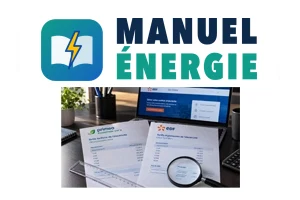 Grilles tarifaires d’électricité Primeo et EDF comparées sur un bureau avec loupe et écran affichant EDF Zen Online